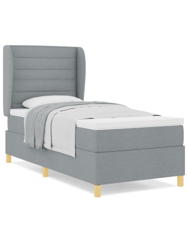 Letto con molle e materasso Grigio Scuro 90x190 cm Tessuto