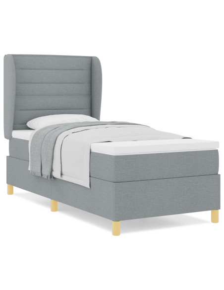 Letto a Box con Materasso Grigio Chiaro, 100x200 cm in Tessuto
