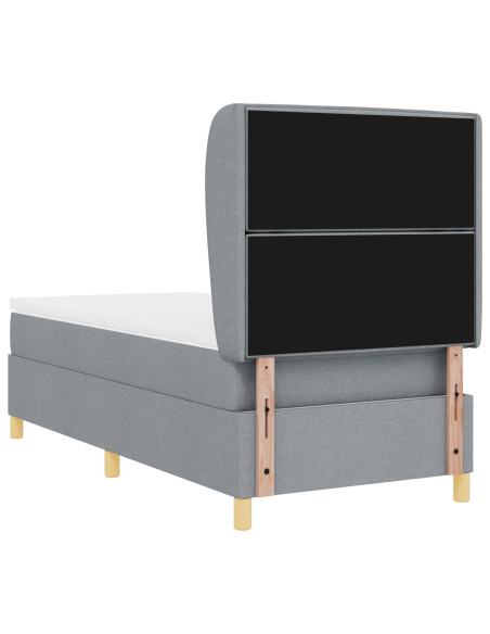 Letto a Box con Materasso Grigio Chiaro, 100x200 cm in Tessuto