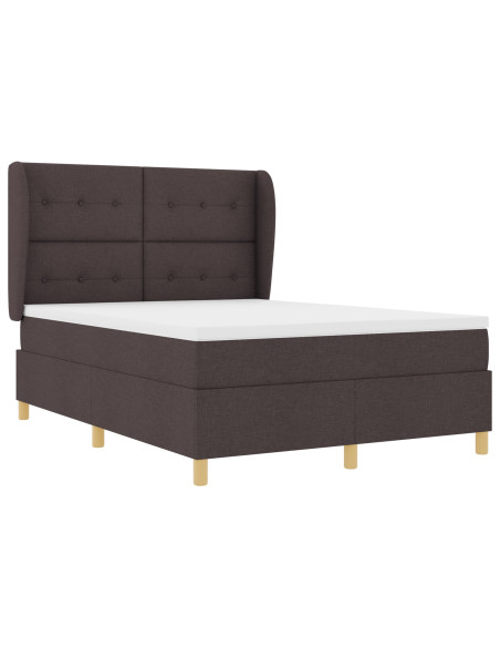 Letto a contenitore con materasso Marrone Scuro 140x190 cm Tessuto