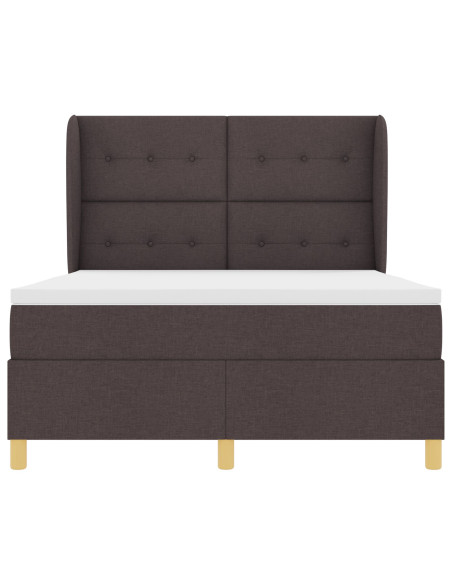 Letto a contenitore con materasso Marrone Scuro 140x190 cm Tessuto