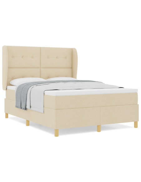 Letto Box Spring con Materasso Crema 140x190 cm Tessuto