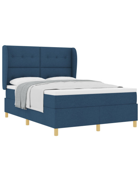 Letto a molla con materasso  Blu 140x190 cm Tessuto