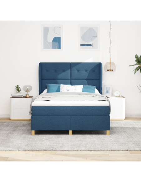 Letto a molla con materasso  Blu 140x190 cm Tessuto