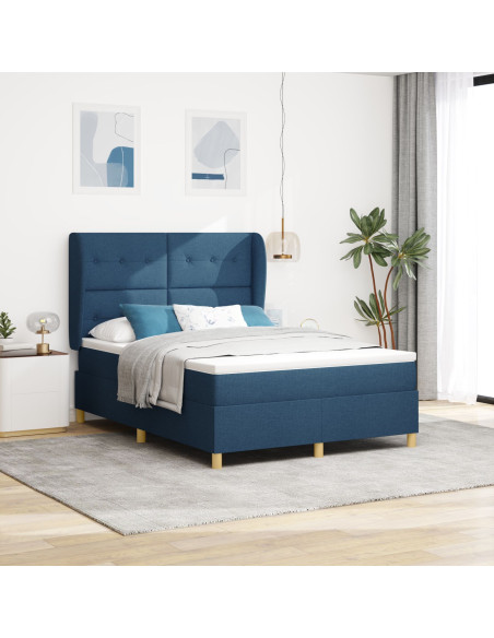 Letto a Molle con Materasso  - Blu, 160x200 cm, Tessuto