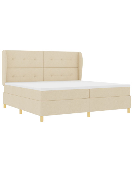 Letto a Box con Materasso, Panna, 200x200 cm, Tessuto
