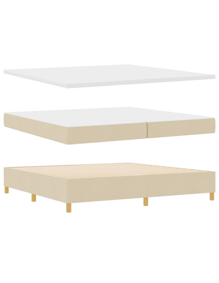 Letto a Box con Materasso, Panna, 200x200 cm, Tessuto