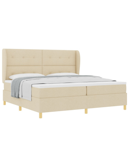 Letto a Box con Materasso, Panna, 200x200 cm, Tessuto