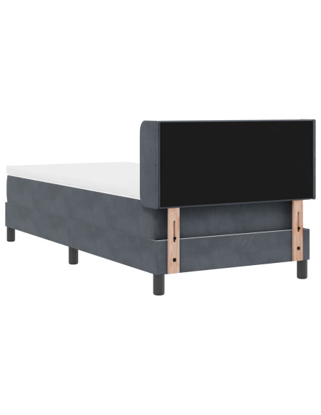 Letto Box Spring con Materasso Grigio Scuro 90x200 cm in Velluto