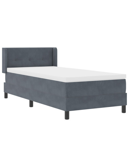 Letto Box Spring con Materasso Grigio Scuro 90x200 cm in Velluto
