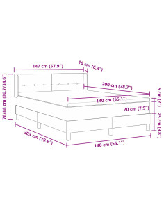 Letto a molle Grigio chiaro 200 x 140 cm Poliestere 2