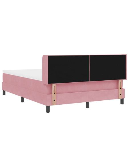 Letto Box Spring con Materasso Rosa 140x200 cm Velluto