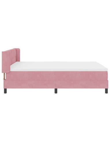 Letto a molle con materasso Rosa 200 x 140 cm Poliestere