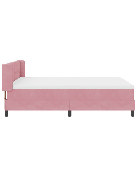 Letto Box Spring con Materasso Rosa 140x200 cm Velluto