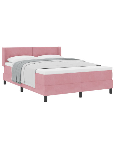 Letto a molle con materasso Rosa 200 x 140 cm Poliestere