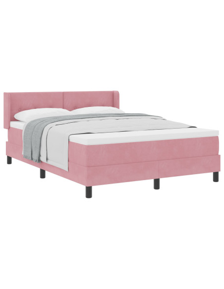 Letto Box Spring con Materasso Rosa 140x200 cm Velluto