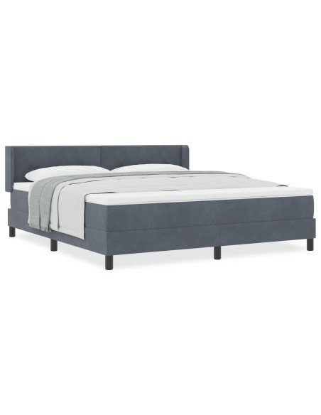 Letto a box con materasso Grigio Scuro 180x200 cm in Velluto
