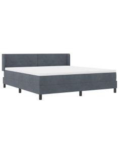 Letto a molle con testiera Grigio scuro 200 x 180 cm Poliestere 2