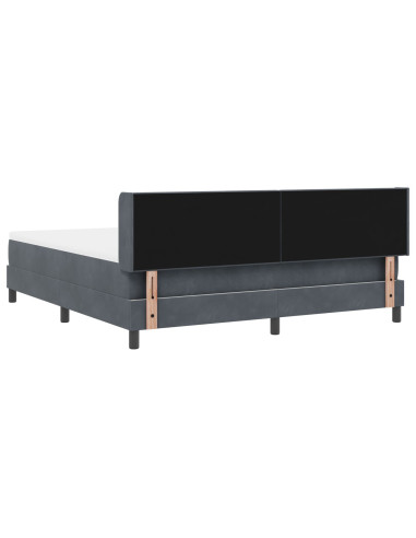 Letto a molle con testiera Grigio scuro 200 x 180 cm Poliestere