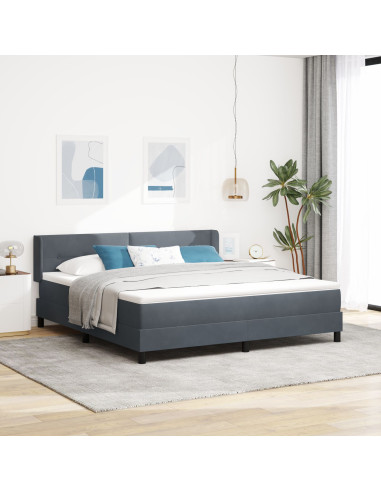 Letto a molle con testiera Grigio scuro 200 x 180 cm Poliestere