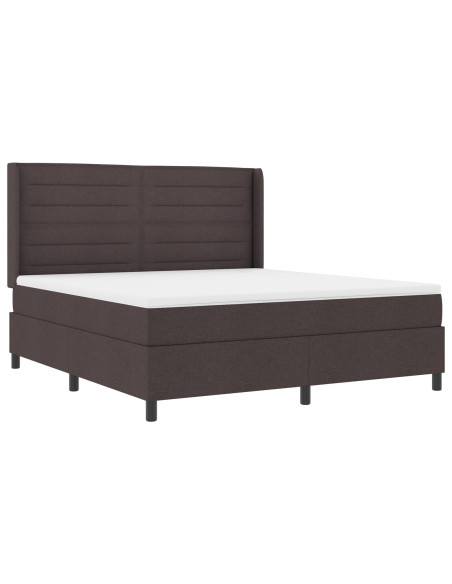 Letto Molle con Materasso Marrone Scuro 180x200 cm in Tessuto