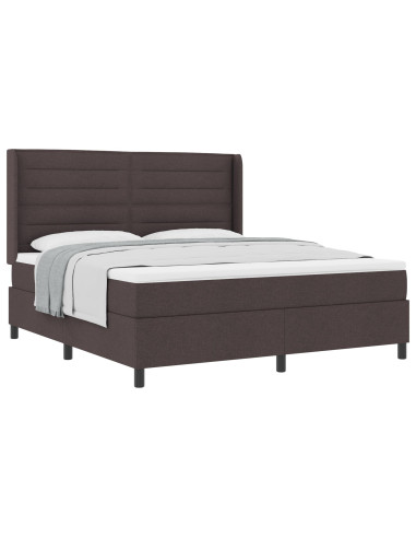 Letto a molle con materasso Marrone scuro 180 x 200 cm Tessuto