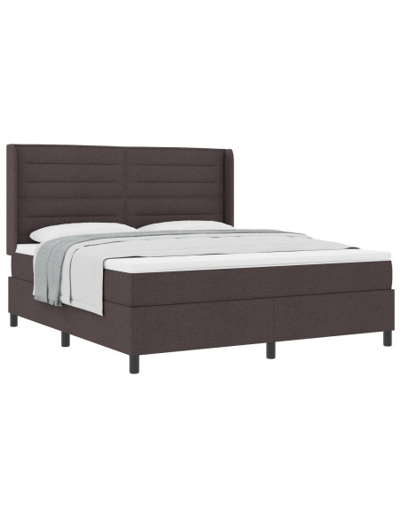 Letto Molle con Materasso Marrone Scuro 180x200 cm in Tessuto