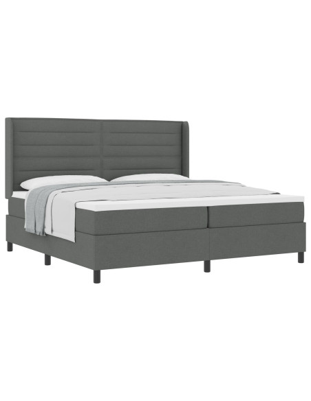 Letto Box Spring vitaXL con Materasso Grigio Scuro 200x200 cm in Tessuto