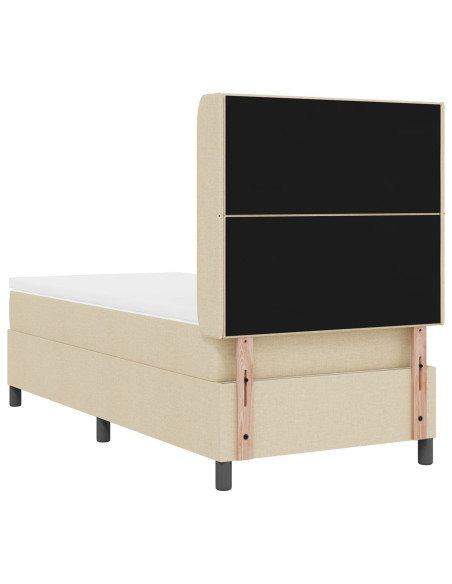 Letto Box Spring con Materasso Crema 100x200 cm in Tessuto