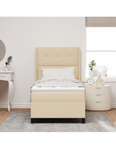 Letto a molle con materasso Crema 100 x 200 cm Tessuto