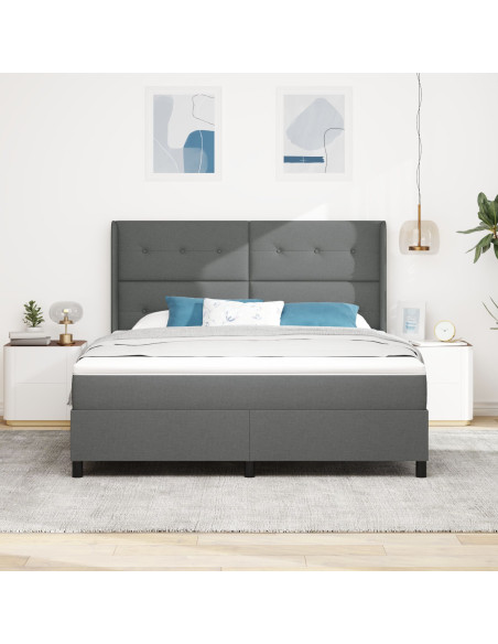 Letto con Rete a Molle e Materasso Grigio Scuro 180x200 cm Tessuto