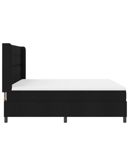 Letto Box Spring con Materasso Nero 180x200 cm in Tessuto