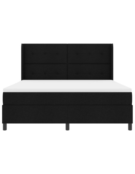 Letto Box Spring con Materasso Nero 180x200 cm in Tessuto
