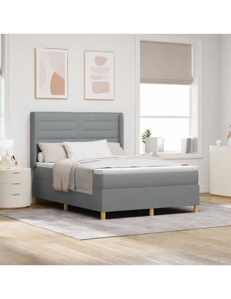 letto a contenitore  con materasso grigio chiaro 140x190 cm in tessuto