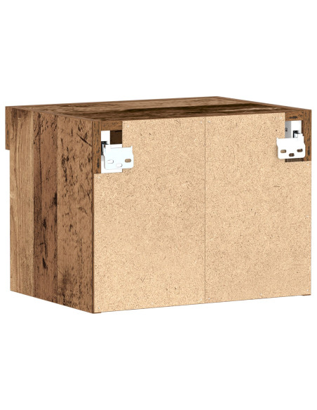 Armadio a muro  con luci LED in legno antico 40x30x30 cm