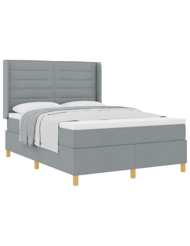 Letto a molle con materasso Grigio chiaro 140 x 190 cm Tessuto
