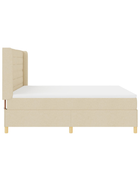 Letto con box a molla crema e materasso, 180x200 cm in tessuto