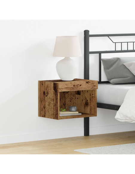 Armadio a muro  con luci LED in legno antico 40x30x30 cm