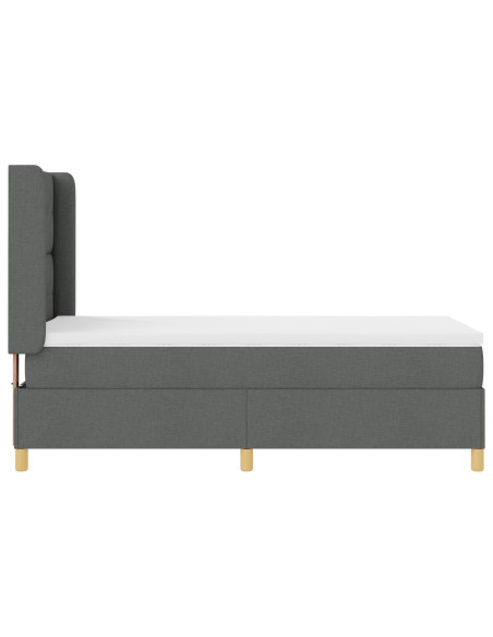 Letto Box Spring con Materasso Grigio Scuro 100x200 cm Tessuto