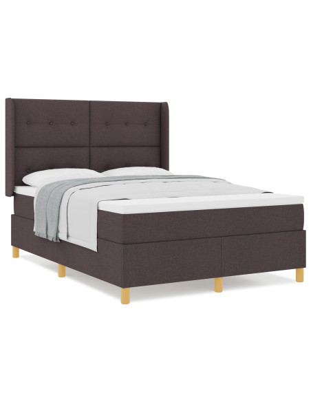 Letto a Box con Materasso Marrone Scuro 140x190 cm Tessuto