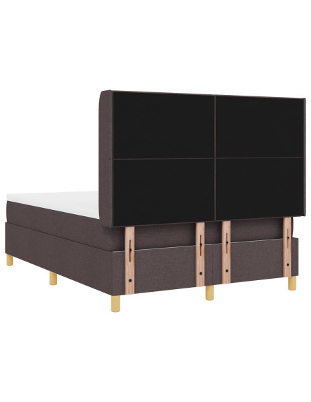 Letto a Box con Materasso Marrone Scuro 140x190 cm Tessuto
