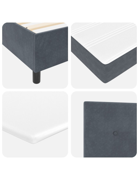 letto a molla con materasso  grigio scuro 100x200 cm velluto