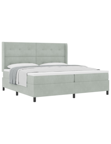 Letto a molle con materasso Grigio chiaro 200 x 200 cm Velluto