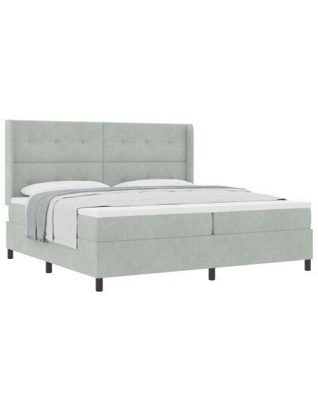 Letto a molle con materasso Grigio chiaro 200 x 200 cm Velluto