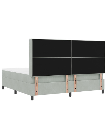 Letto Box Spring con Materasso Grigio Chiaro 200x200 cm Velluto