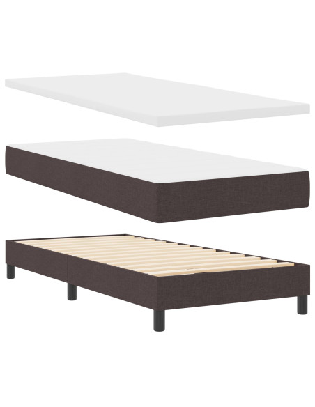 Letto a molle con materasso Marrone Scuro 90 x 200 cm Tessuto