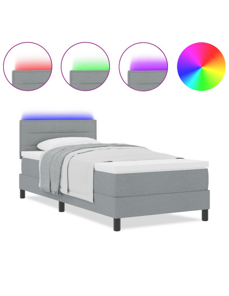 Telaio Letto con Materasso Grigio Chiaro Tessuto 100 x 200 cm