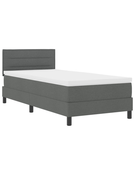 Letto a molle con materasso Grigio scuro 100 x 200 cm Tessuto