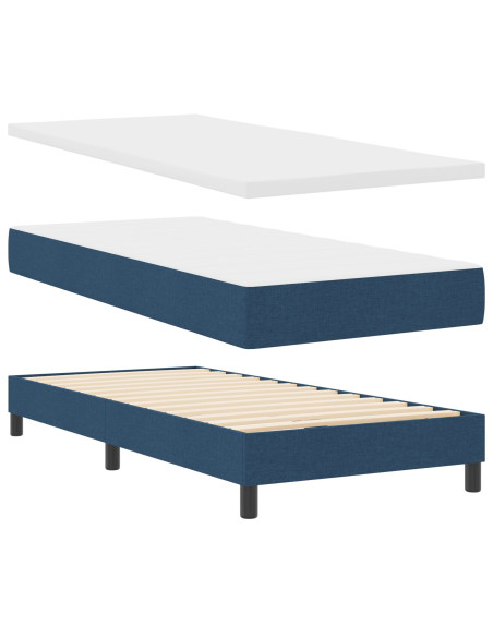 Struttura Letto con Materasso  Blu Tessuto 100 x 200 cm
