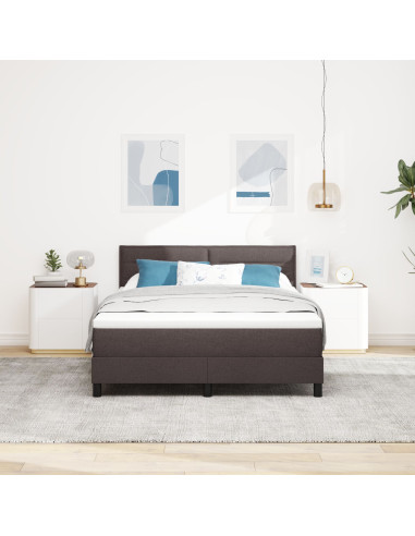 Letto a molle con materasso Marrone Scuro 160 x 200 cm Tessuto